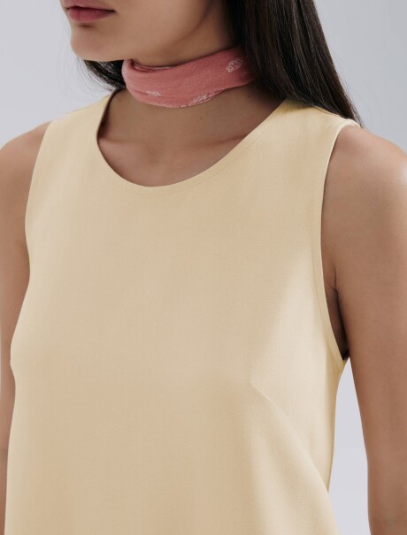 VESTIDO CORTO SIN MANGAS BEIGE