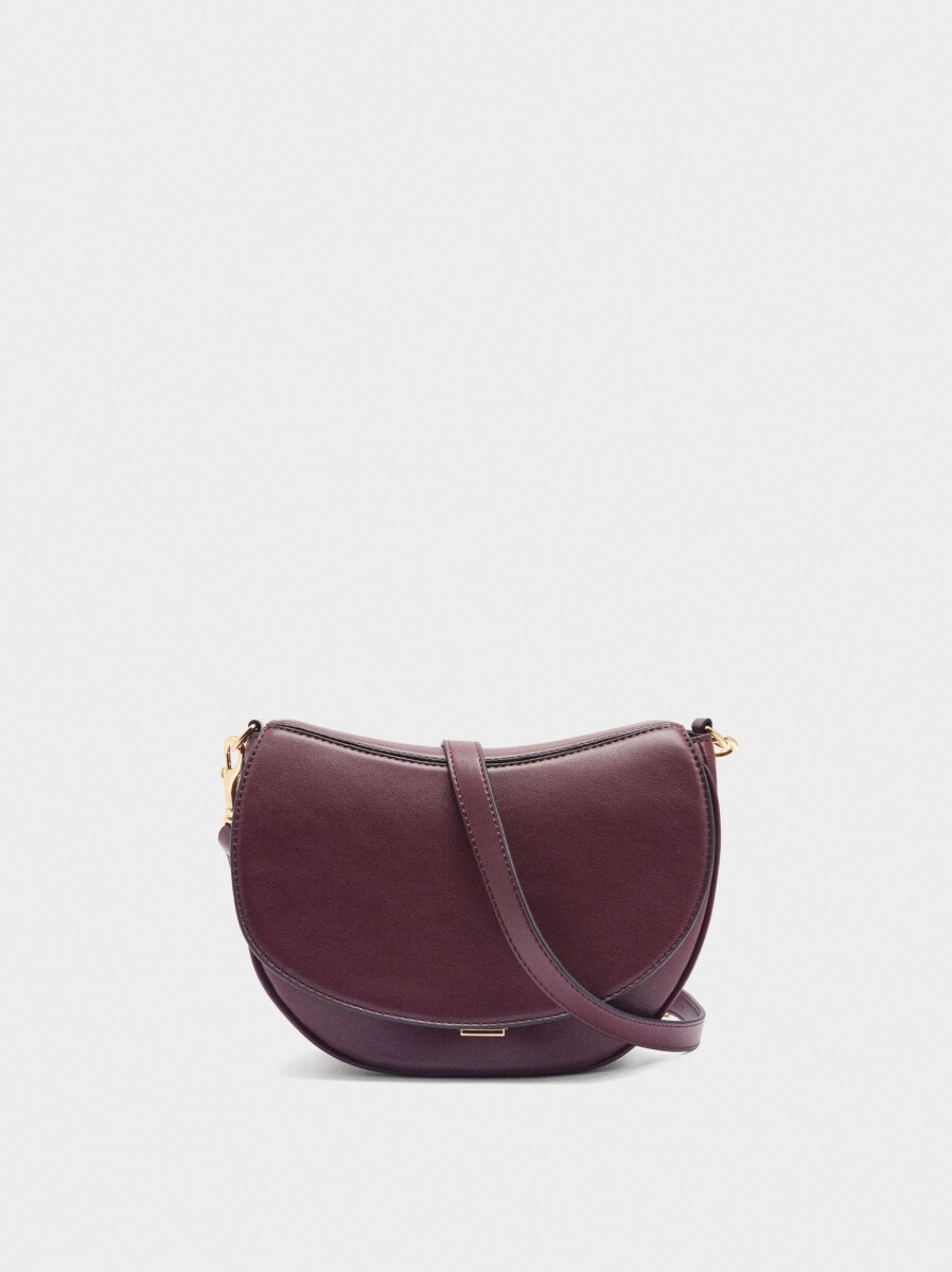 Bolso Bandolera Ovalado Con Solapa - burdeos 