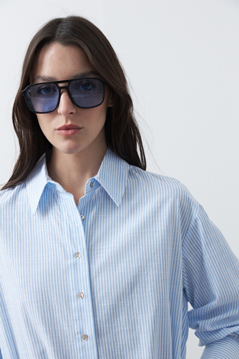 CAMISA DANAE STRIPE Blanco/Celeste