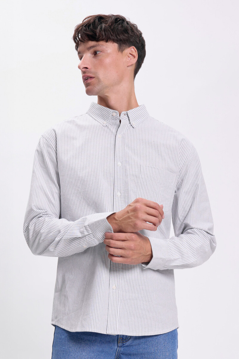 Camisa oxford rayas Gris
