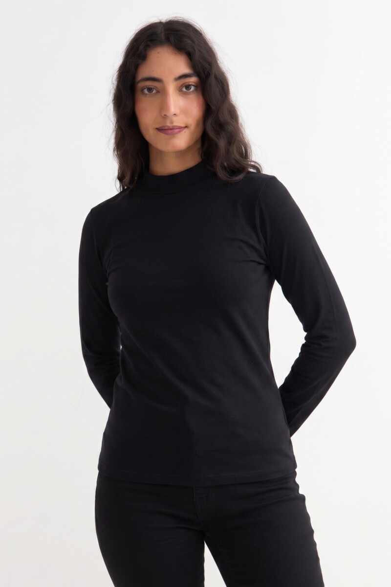 Remera m/l media polera NEGRO