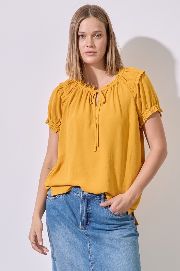 Blusa Frunces MOSTAZA