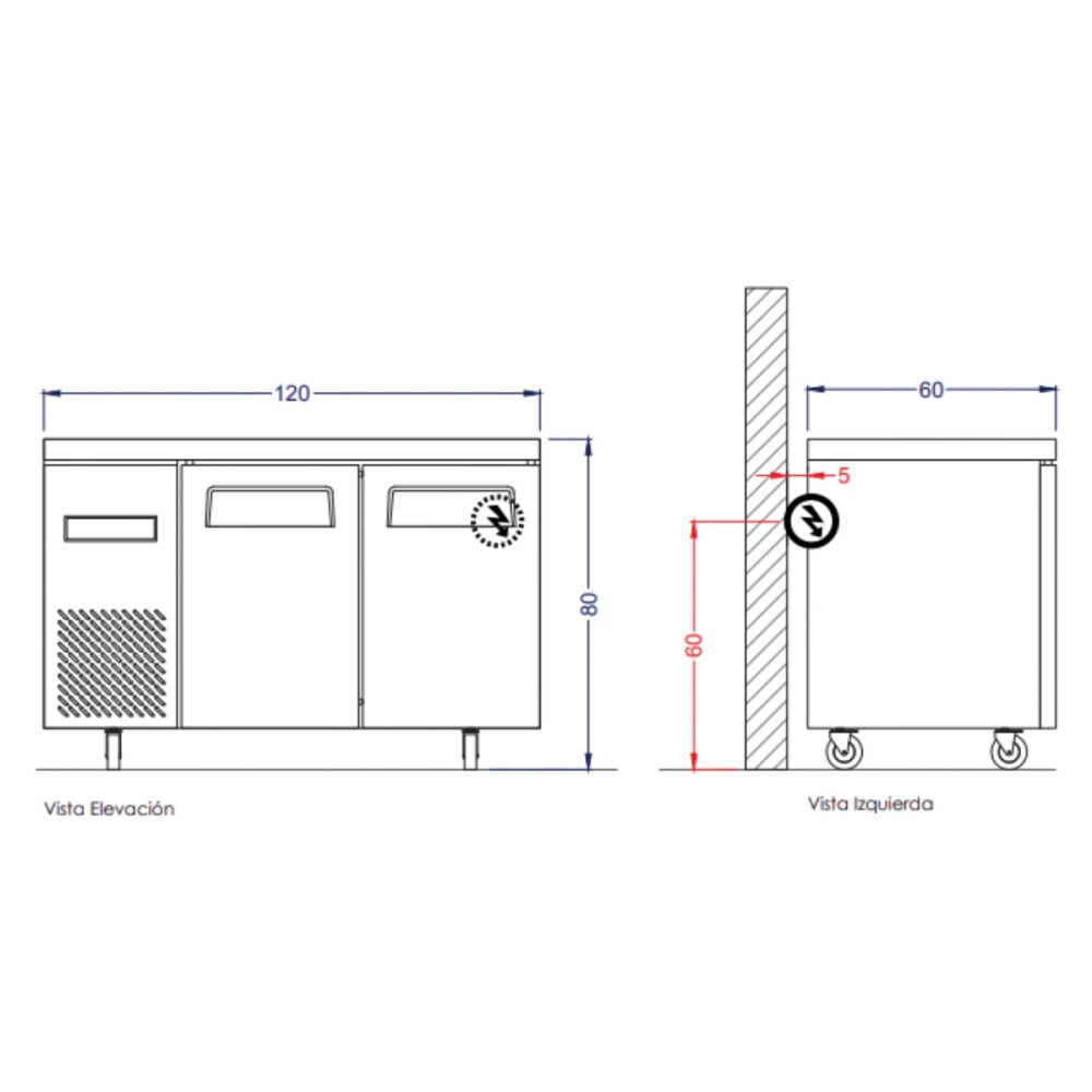 Heladera Bajo Mesada 220 Litros con 2 Puertas Heladera Bajo Mesada 220 Litros con 2 Puertas