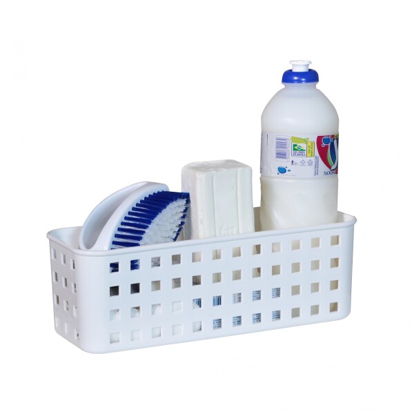CESTO ORGANIZADOR CON VENTOSAS 24X9X8 CM. BLANCO