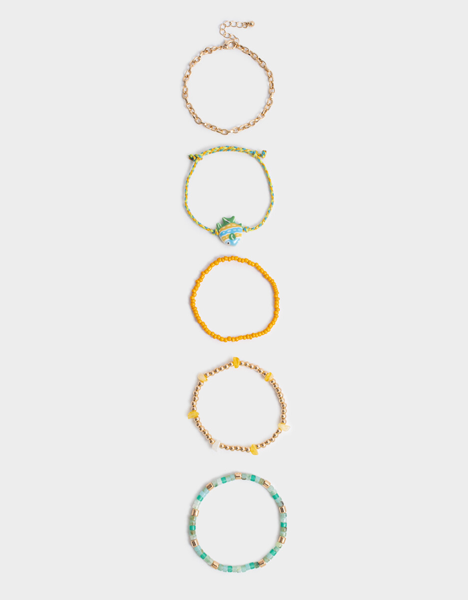 Pulseras Elásticas Set Con Mostacillas 