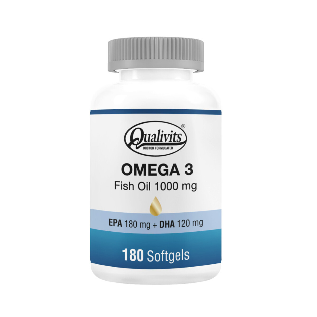 Omega 3 Fish Oil Qualivits 1g 180 Cápsulas 