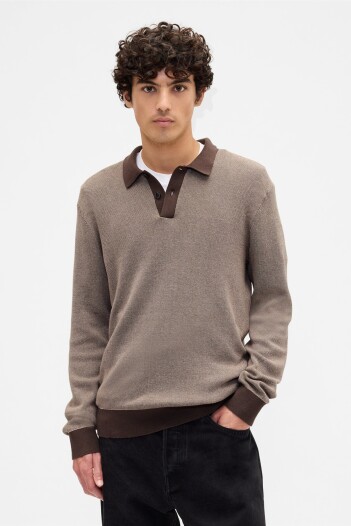 Buzo Tipo Polo Hombre New Brown661