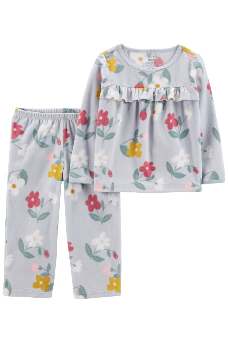 Pijama dos piezas pantalón de micropolar y remera de algodón diseño floral Sin color
