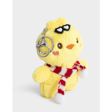 Llavero Y Charm De Peluche De Pollito Amarillo Claro