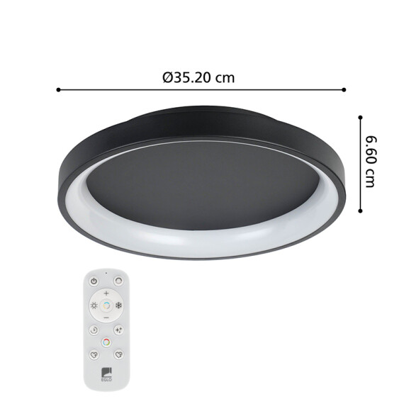 Plafón negro LED 12W blanco dinámico LORETELLO EG1224