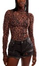 CHARLIE PRINTED MESH TOP Marron