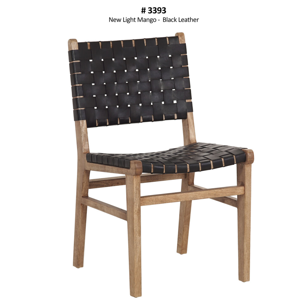 SILLA DE COMEDOR CUERO-Y-MADERA NEGRO TRAMA