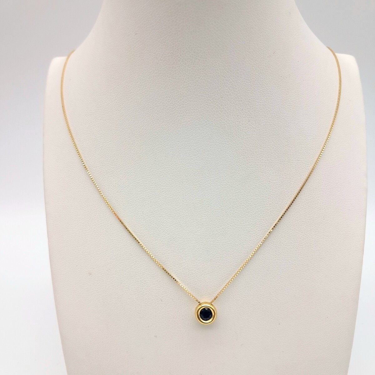 Conjunto de cadena y colgante de oro 9 ktes con zafiro azul, PUNTO DE LUZ 