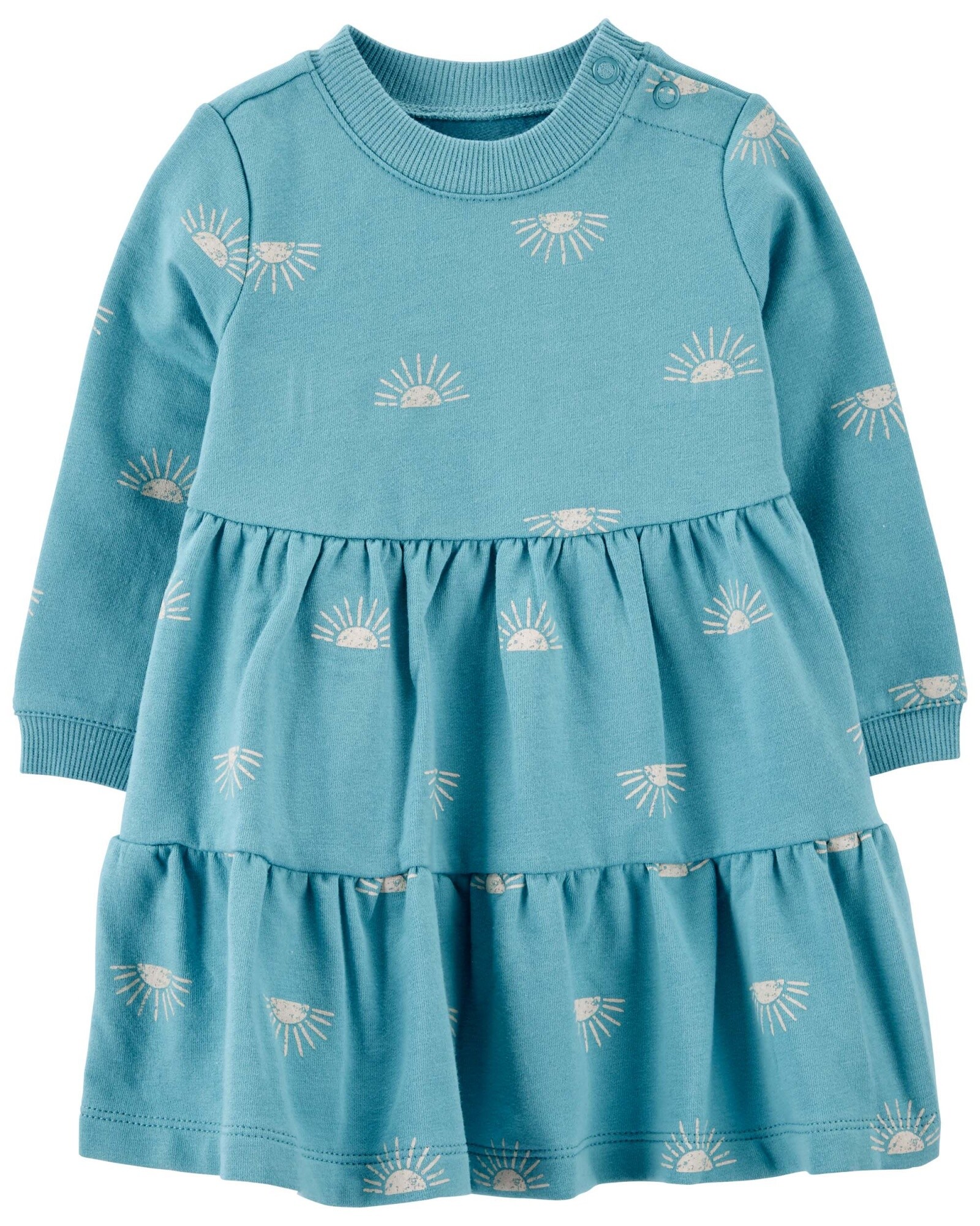 Vestido escalonado de algodón afelpado, diseño soles Sin color