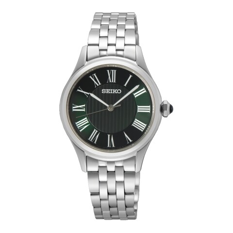 Reloj Seiko SUR611P1 para dama con correa de acero Verde