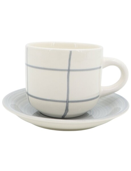 TAZA DE TE 350ML CON PLATO CERAMICA QUADRA BLANCO/GRIS TAZA DE TE 350ML CON PLATO CERAMICA QUADRA BLANCO/GRIS