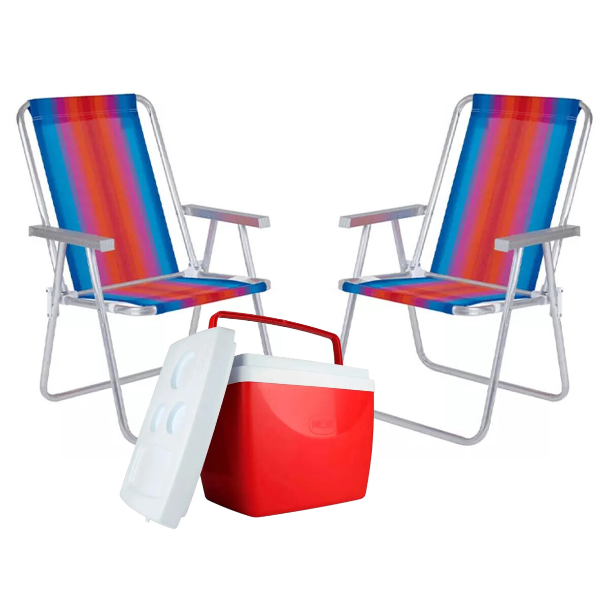 Set Playa Mor Sillasx2 Alum 120Kg + Conservadora Térmica 34L - Rojo 