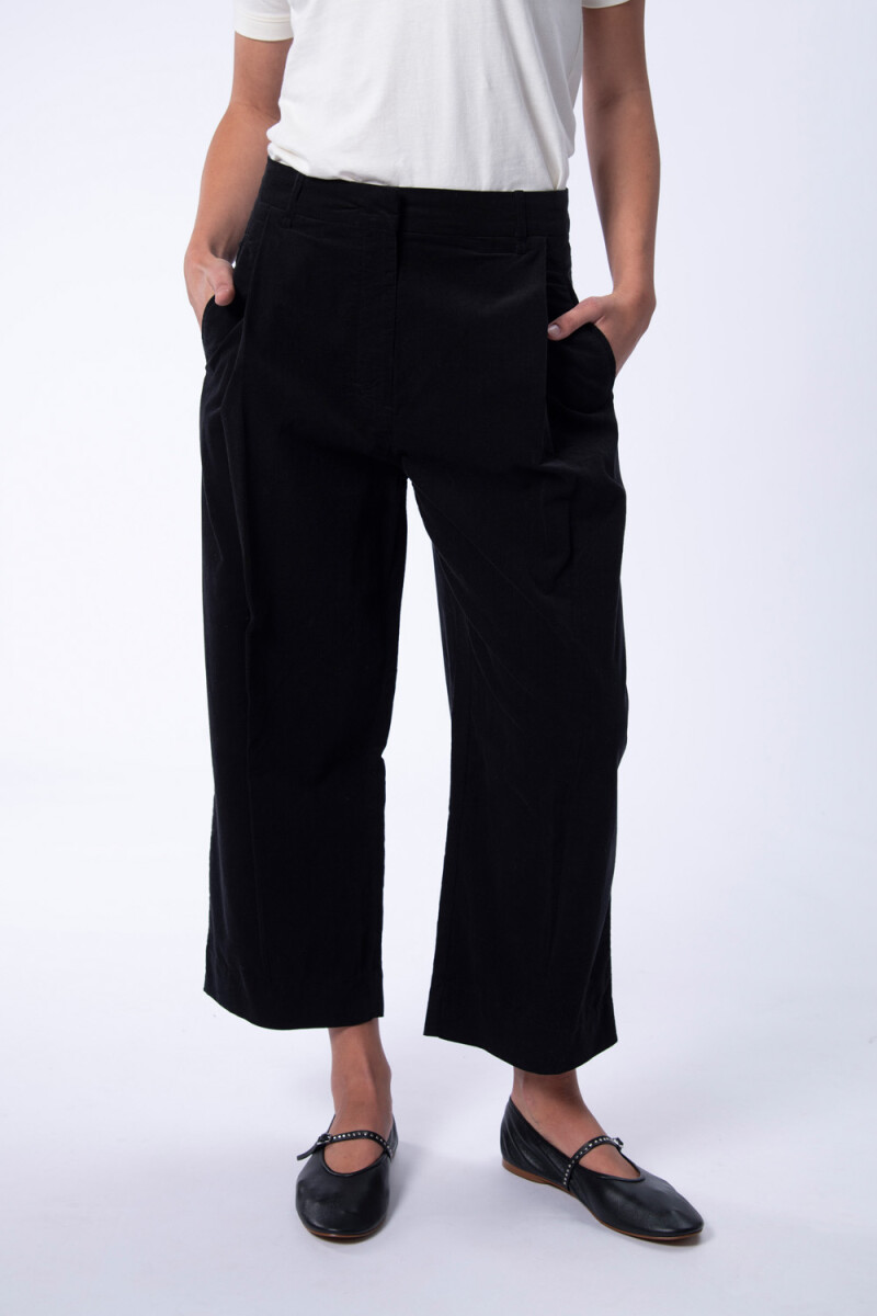 Pantalón de micropana ancho pinzas - Negro 