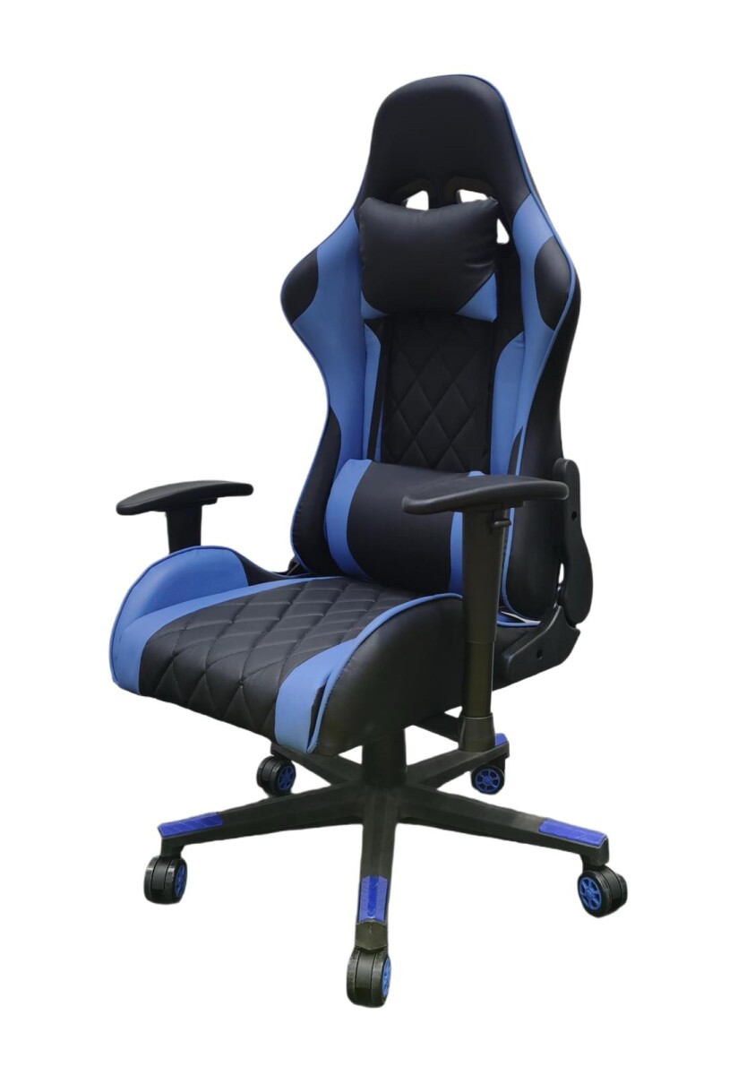 Silla Gamer Negra/Azul con Estructura Metálica y Sistema Oscilante 