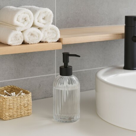 Dispensador de jabón de vidrio con base redonda 400ml TRANSPARENTE
