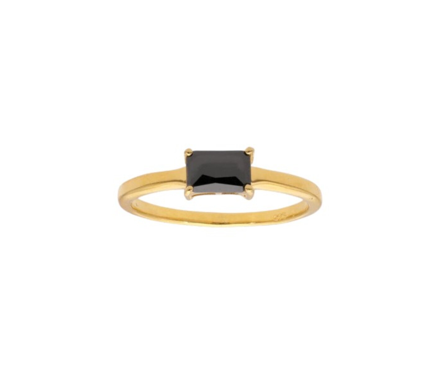 Anillo Solitario-Plata rodinada con micra oro 18k-Piedra Onix- AN2017 - conpiedra 