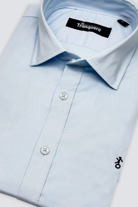 Camisa de Hombre Premium Cuello s/Botones Celeste Liso