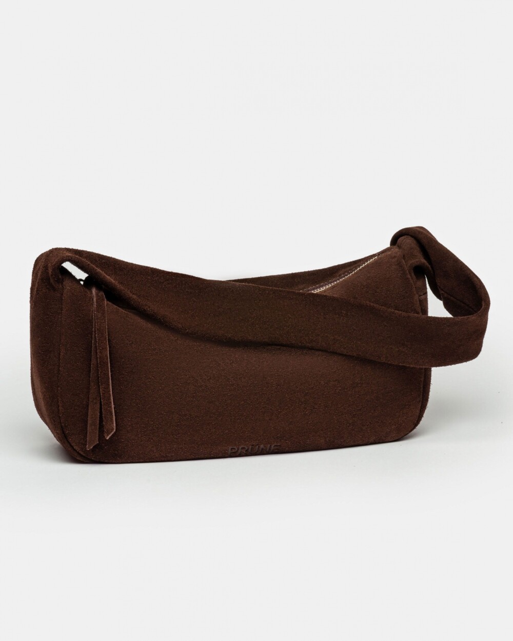 Cartera al hombro Nicky en cuero gamuza Chocolate