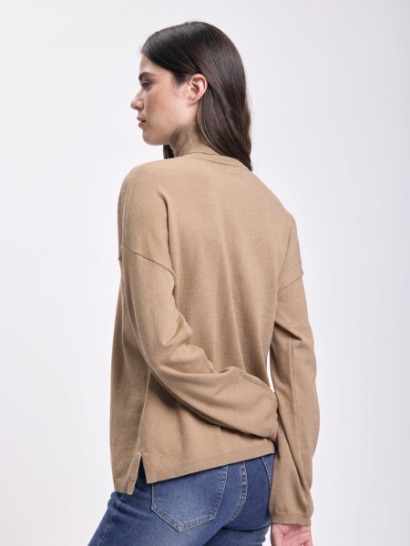 Polera punto de rib Beige