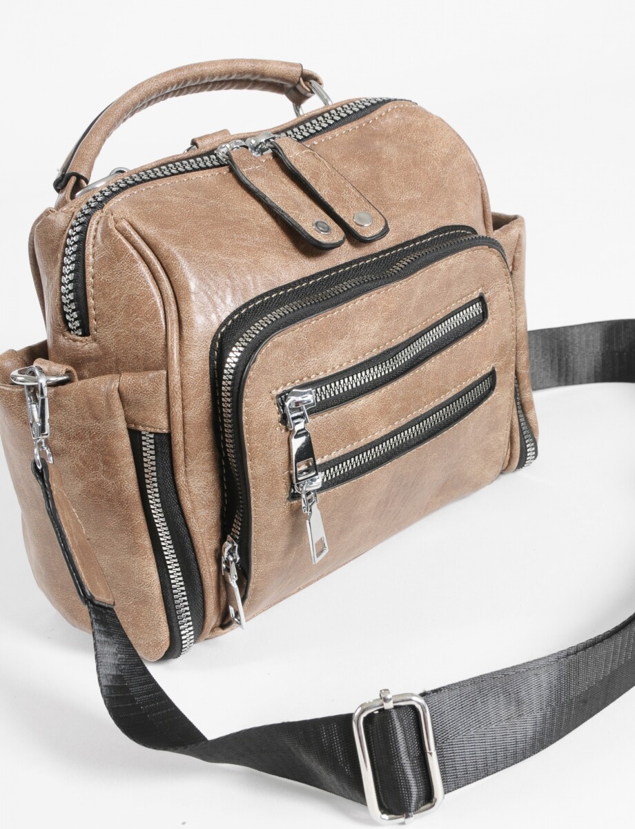 Mochila bandolera con bolsillo - camel 