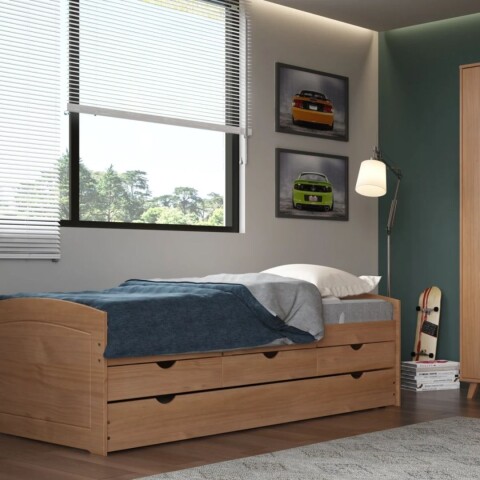 CAMA MARINERA MADERA MACIZA CON CAJONES - ULLI - MARRON ROBLES Cama Marinera Madera Maciza Con Cajones - Ulli - Marron Robles