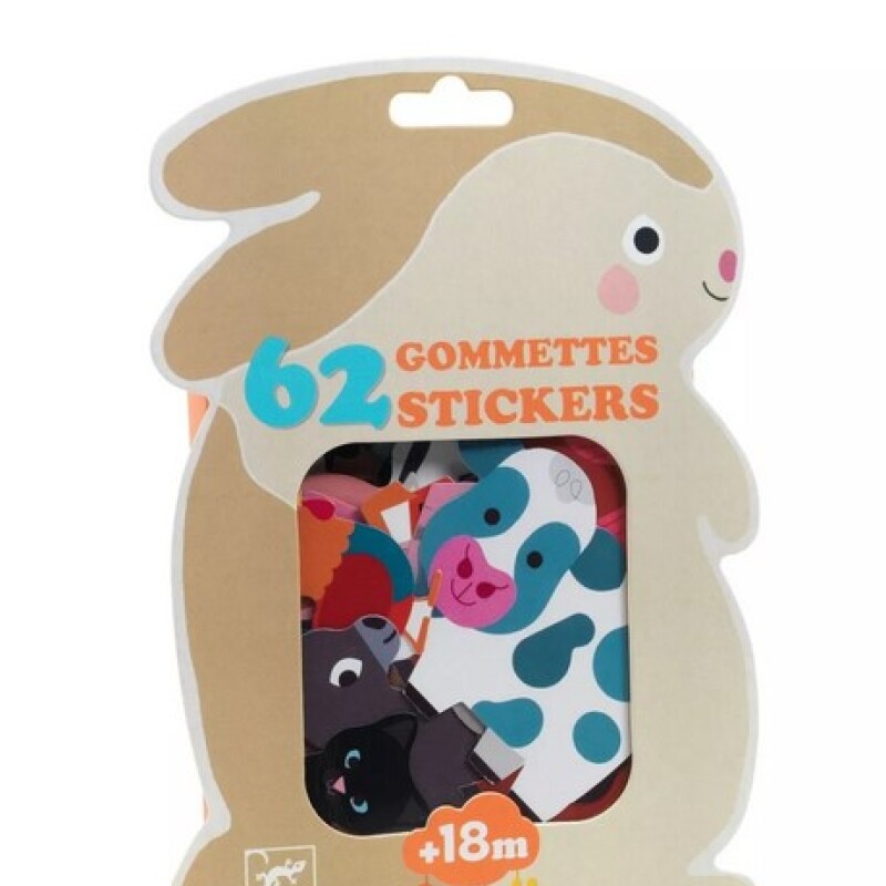 Set de 62 stickers para bebés +18m Farm Animals