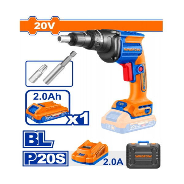 ATORNILLADOR PARA YESO DRYWALL A BATERIA 20V CON BATERIA 2.0AH + CARGADOR + ACCE ATORNILLADOR PARA YESO DRYWALL A BATERIA 20V CON BATERIA 2.0AH + CARGADOR + ACCE