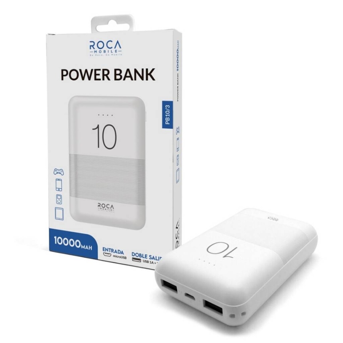 Cargador Portátil Power Bank 10000mAh Roca 2 USB P/ Celular 