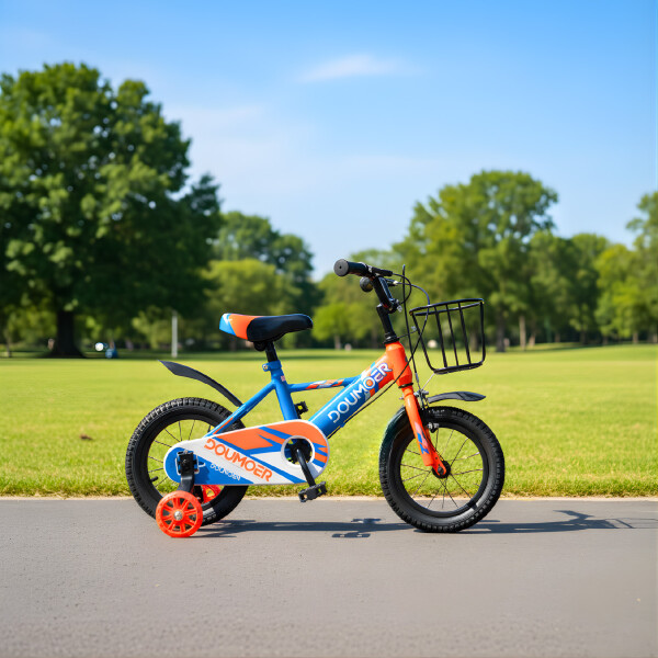 Bicicleta Infantil Doumoer R12 Canasto Rueditas Guardabarros Azul 1