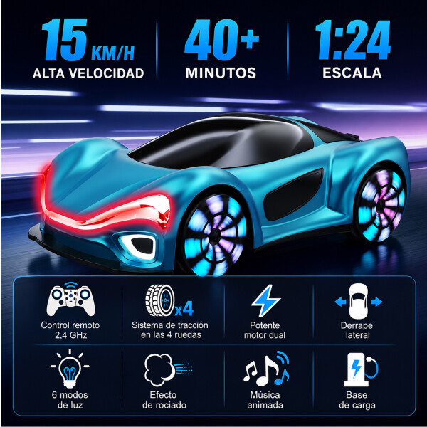 Auto Eléctrico Control Remoto Música Luces Led 2810 AUTO CONTROL REMOTO 2810