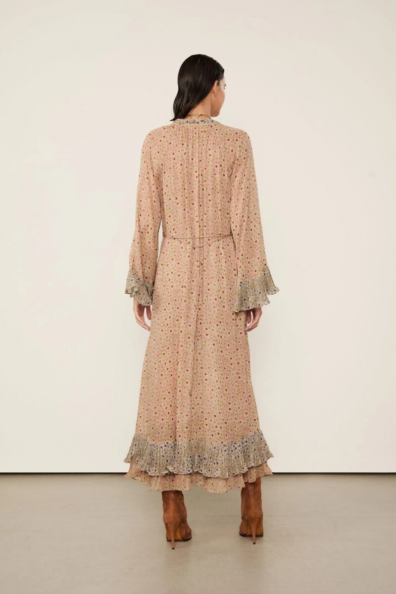 VESTIDO LARGO PLISADO Rosa
