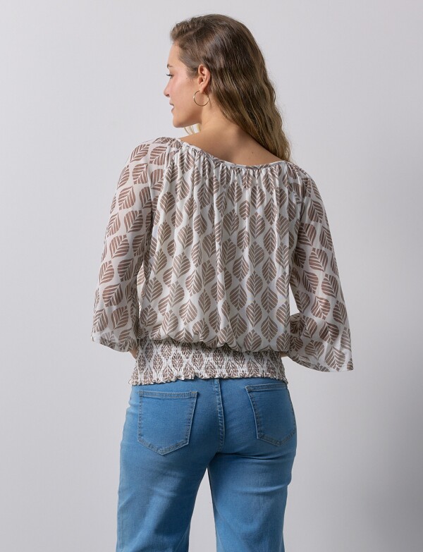 Blusa Frunce MULTI/BEIGE