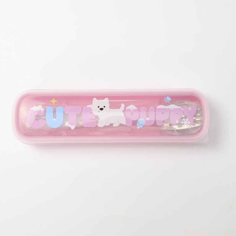SET DE CUBIERTOS DE ACERO INOXIDABLE (2 PIEZAS – PERRITO DUODUO / ROSA) SET DE CUBIERTOS DE ACERO INOXIDABLE (2 PIEZAS – PERRITO DUODUO / ROSA)