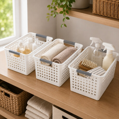 Set x3 Cesto calado P 28 x 18 x 14 cm BLANCO