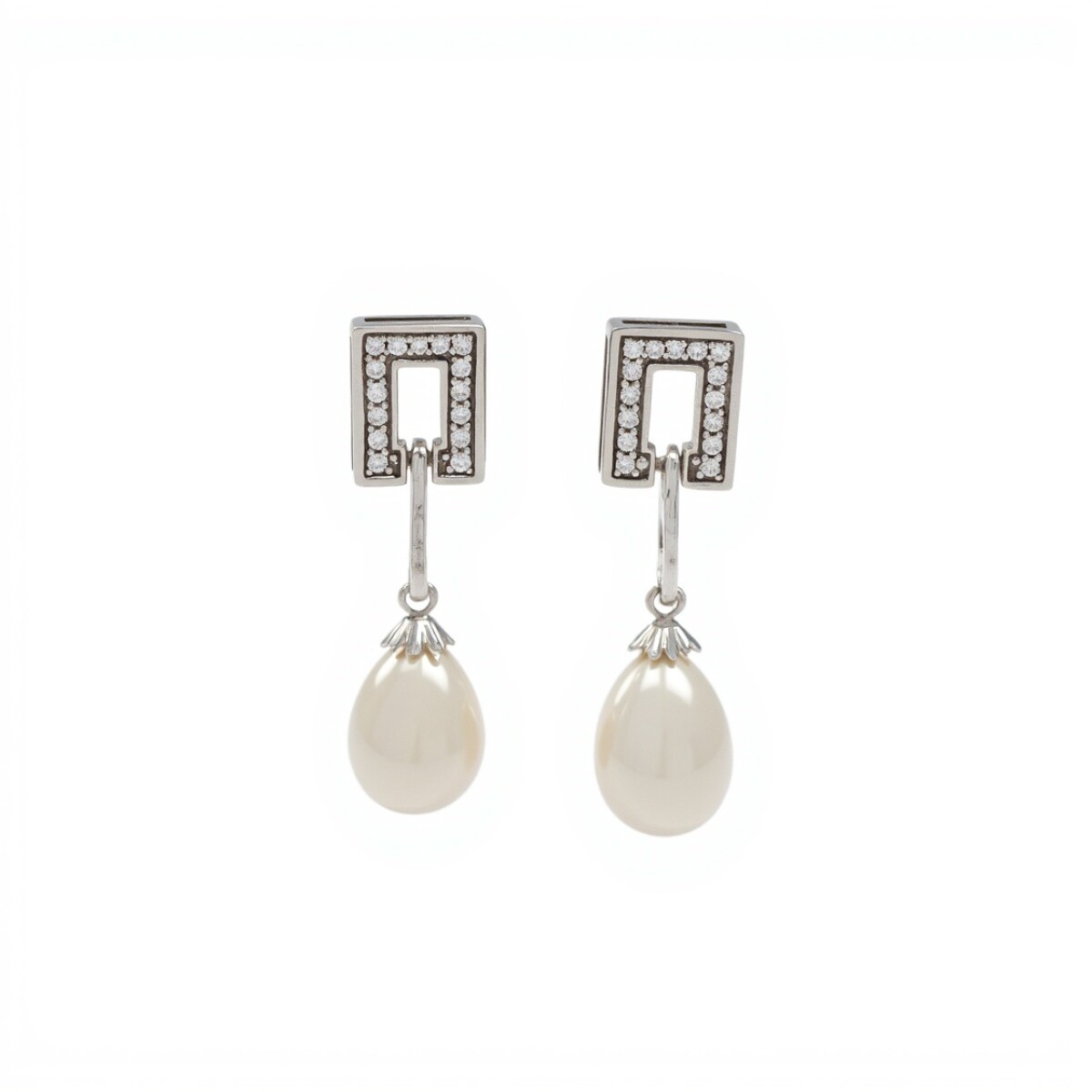 Caravanas Cuadrado Perlas-Plata 925-Con Perla y zirconia-CA3211 - conperla 