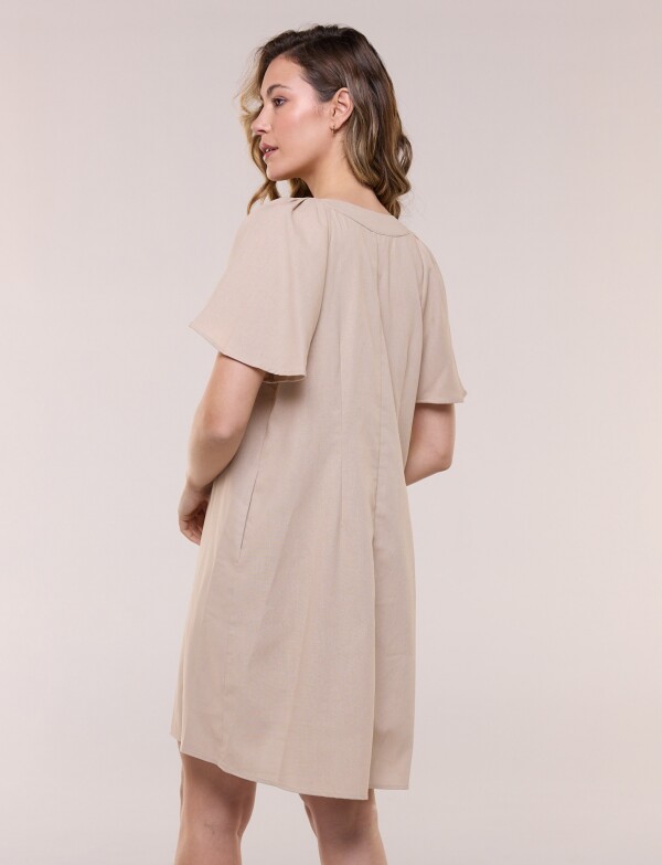 Vestido Holgado Con Pliegue Frontal BEIGE