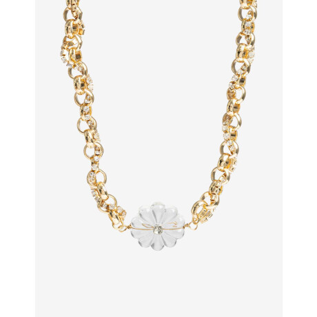 Collar Corto Flor Acrílica Dorado