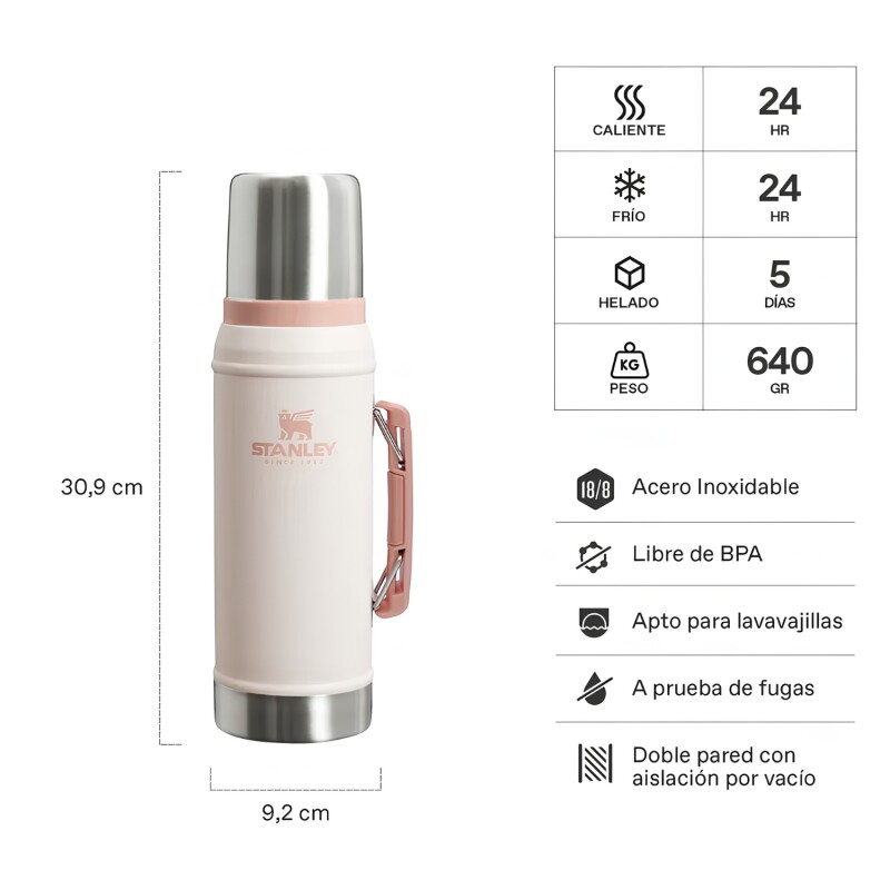 Termo Stanley The Legendary Classic Nuevo Modelo 1 Litro Rose quartz
