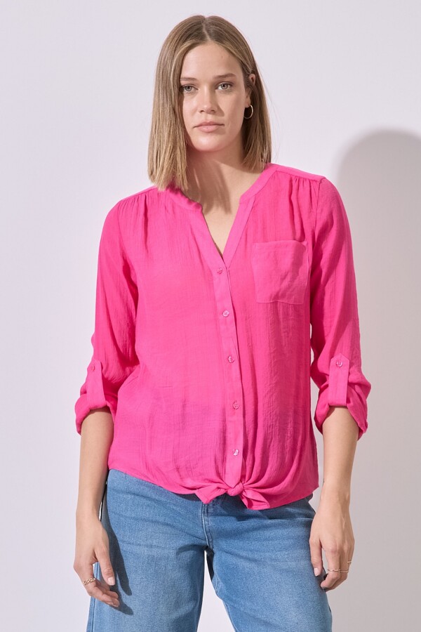 Blusa Botones Nudo FUCSIA