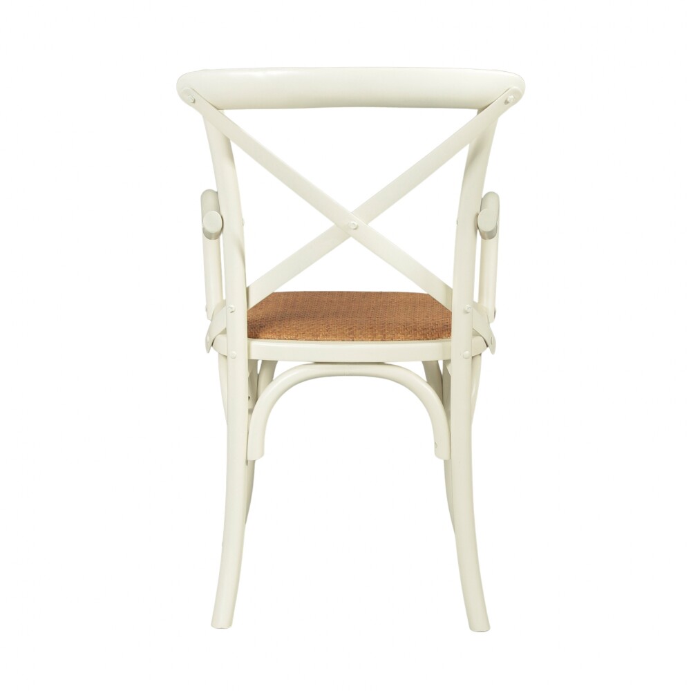 Silla de Abedul cruceta con apoyabrazos Blanco