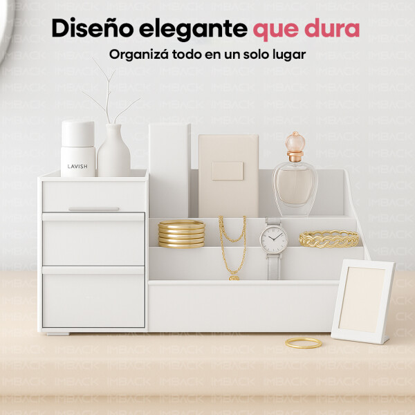 Organizador de Maquillaje IMBACK IBK-HMJ059 | 2 Cajones + Compartimentos | Multifunción para Cosméticos, Joyas y Oficina Organizador de Maquillaje IMBACK IBK-HMJ059 | 2 Cajones + Compartimentos | Multifunción para Cosméticos, Joyas y Oficina