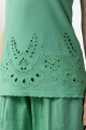 Strapless con bordados calados verde