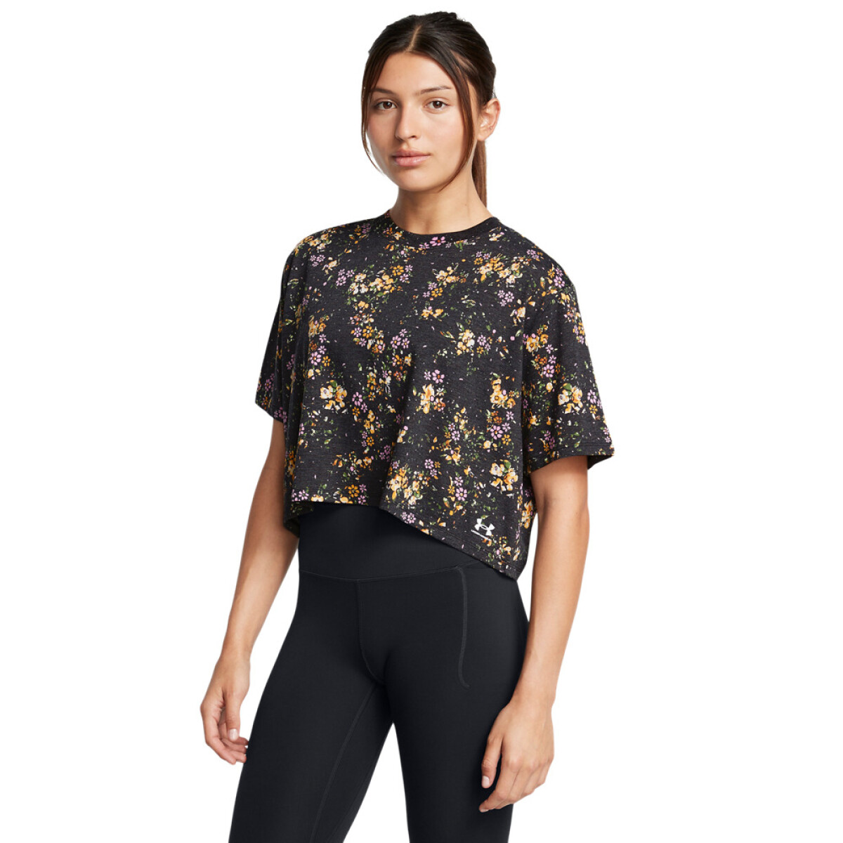 UA W Dark Romantics CROP SS-BLK - BLK-001 