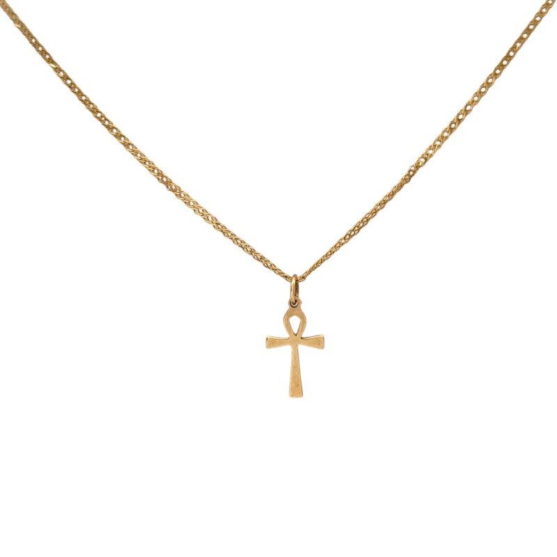 Dije Cruz egipcia-Oro bajo-Sin piedra-CP8718 Sinpiedra