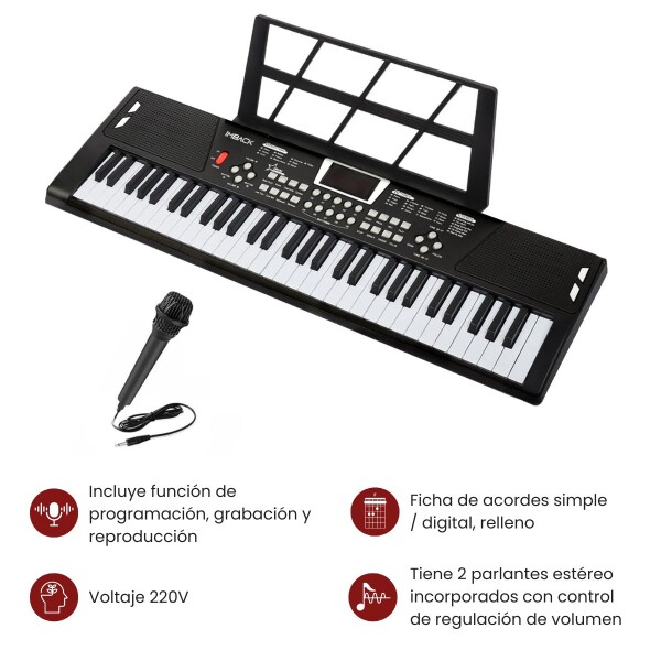Organo Teclado Musical piano 61 Teclas Microfono 200 Tonos Ritmos Imback Itm008 Color Negro Organo Teclado Musical piano 61 Teclas Microfono 200 Tonos Ritmos Imback Itm008 Color Negro